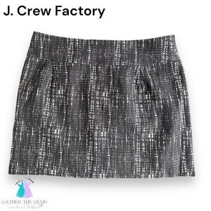 J. Crew Factory Gray Tweed Back Zip Mini Skirt